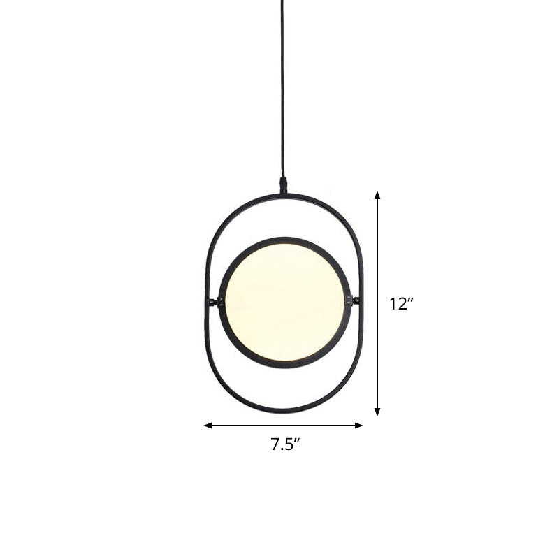 Versatile Led Black Hanging Lamp: Adjustable Disc Pendant Light With Stylish Capsule Frame