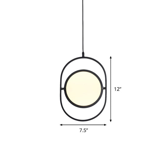 Versatile Led Black Hanging Lamp: Adjustable Disc Pendant Light With Stylish Capsule Frame