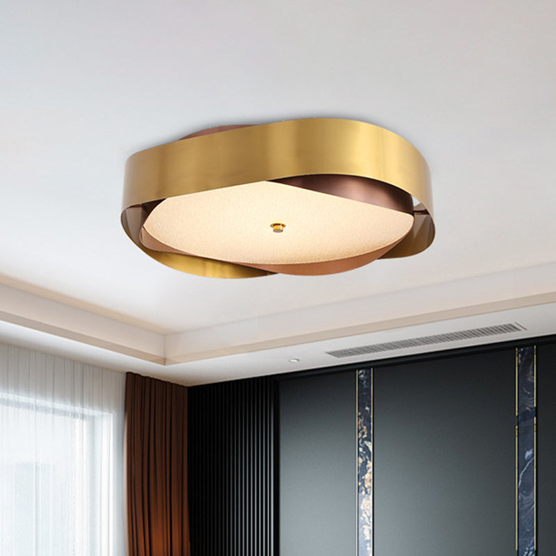 Modern Acrylic Gold Led Ceiling Flush Mount Light With Stainless Steel Frame
