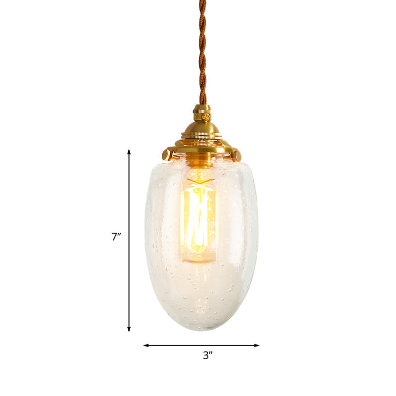 Golden Clear Crackle Glass 1-Light Ceiling Lamp For Bedroom