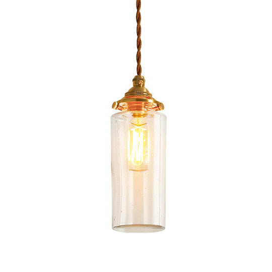 Golden Clear Crackle Glass 1-Light Ceiling Lamp For Bedroom