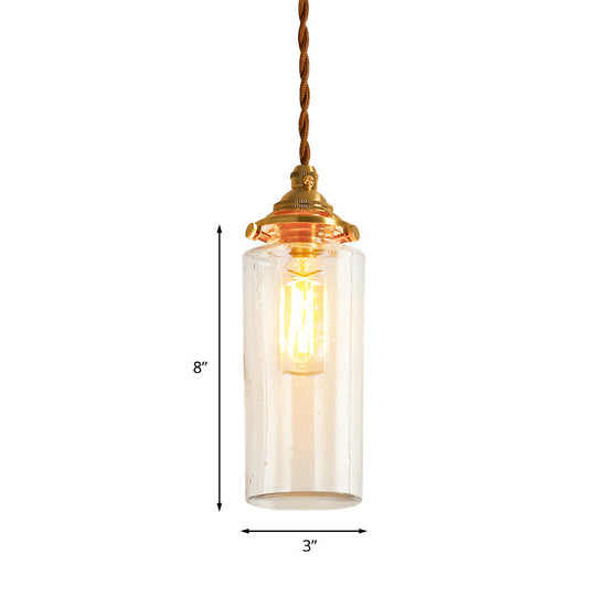 Golden Clear Crackle Glass 1-Light Ceiling Lamp For Bedroom