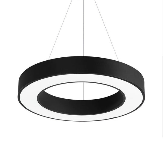 Minimalist Black Led Pendant Light For Office With Thick Circle Iron Design