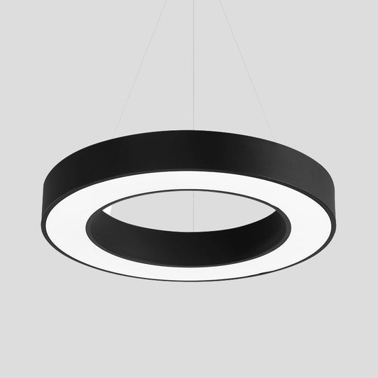 Minimalist Black Led Pendant Light For Office With Thick Circle Iron Design