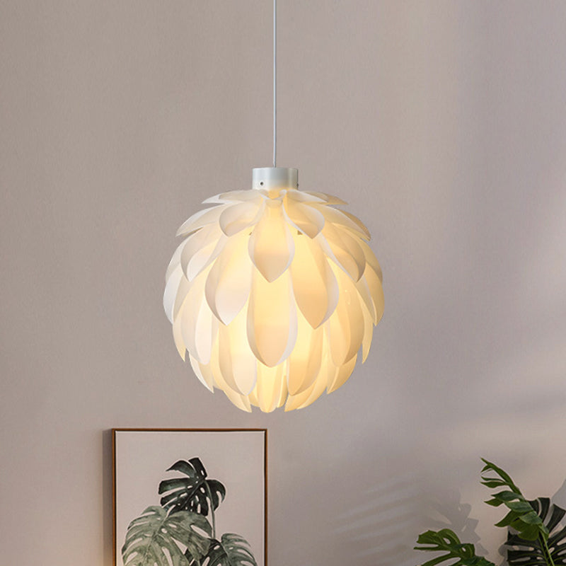 Minimalist White Artichoke Pendant Ceiling Lamp With 1 Acrylic Head Stylish Lighting