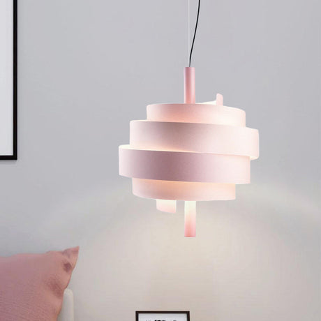Modern Pink/Green/White Twirling Pendant Lamp - Stylish Metallic Hanging Light Fixture Pink