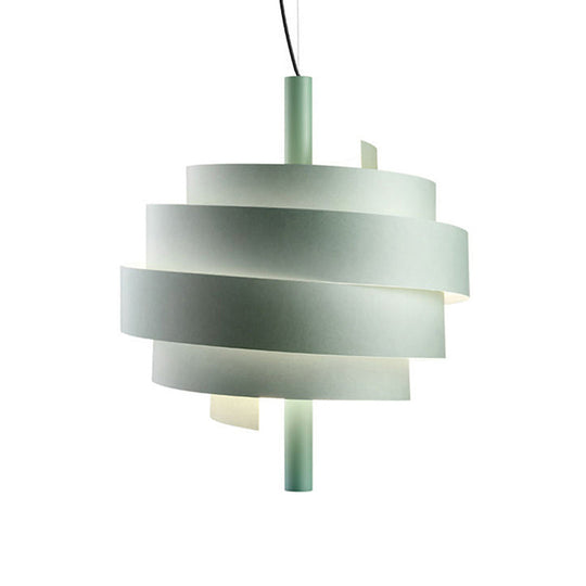 Modern Pink/Green/White Twirling Pendant Lamp - Stylish Metallic Hanging Light Fixture For Dining