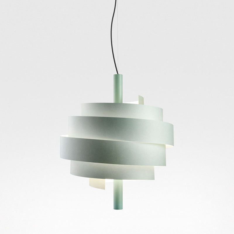 Modern Pink/Green/White Twirling Pendant Lamp - Stylish Metallic Hanging Light Fixture
