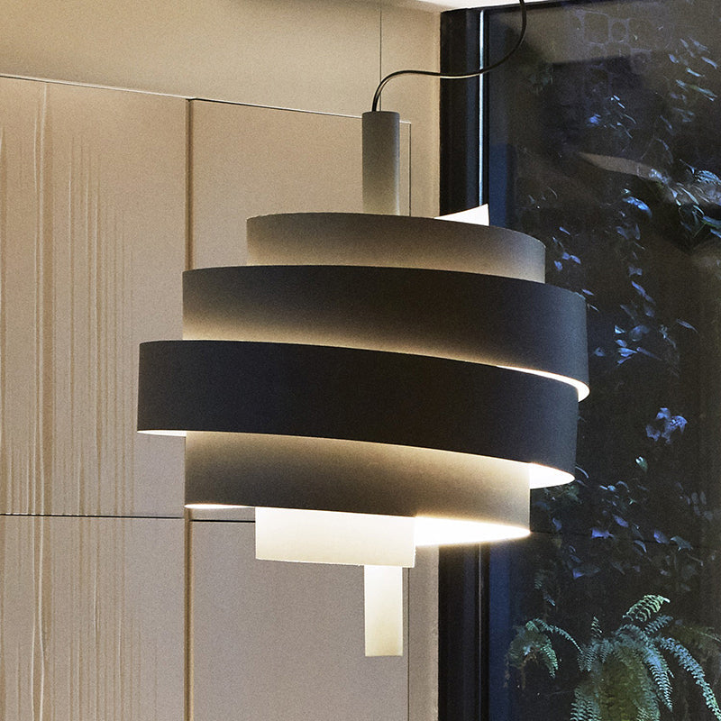 Modern Pink/Green/White Twirling Pendant Lamp - Stylish Metallic Hanging Light Fixture For Dining