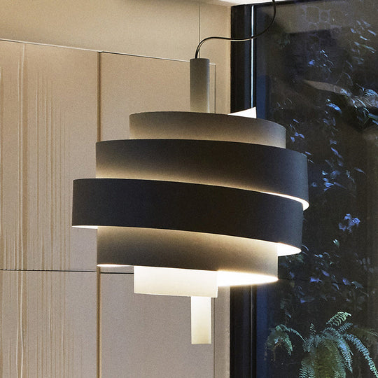 Modern Pink/Green/White Twirling Pendant Lamp - Stylish Metallic Hanging Light Fixture