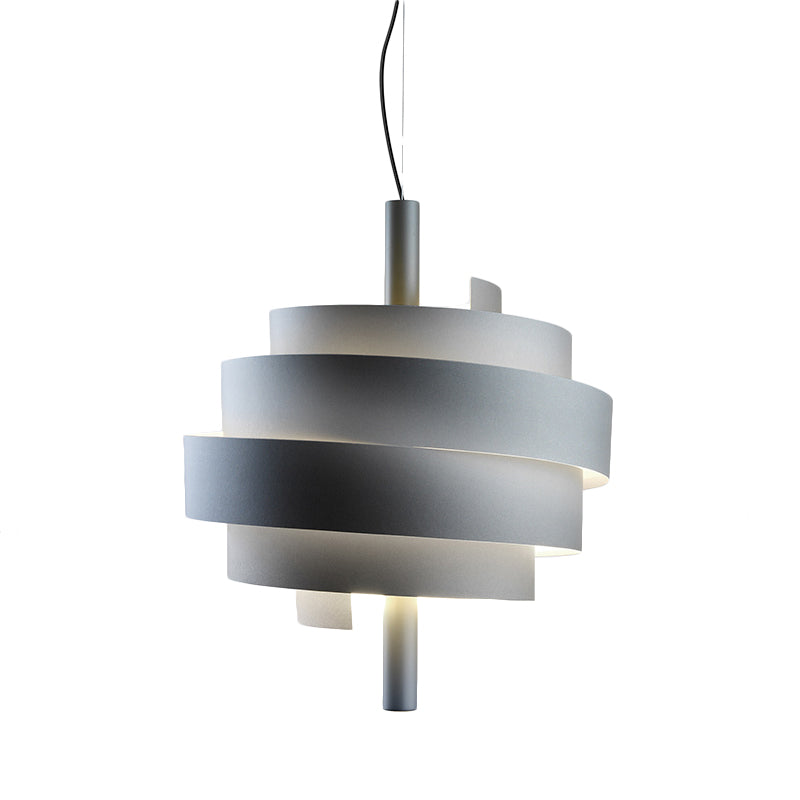 Modern Pink/Green/White Twirling Pendant Lamp - Stylish Metallic Hanging Light Fixture For Dining