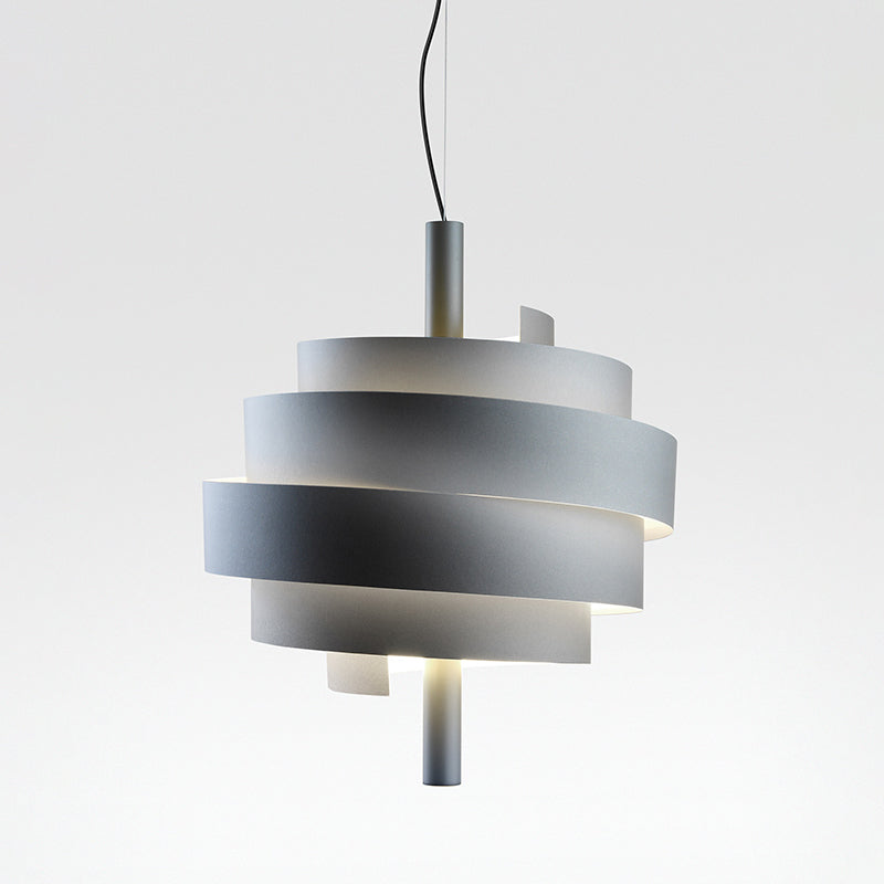 Modern Pink/Green/White Twirling Pendant Lamp - Stylish Metallic Hanging Light Fixture For Dining