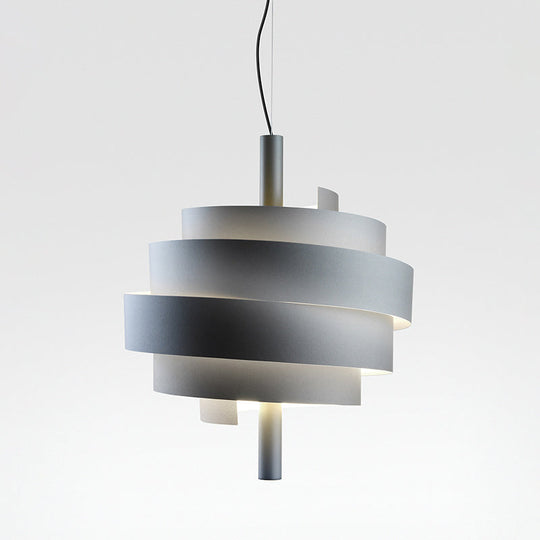 Modern Pink/Green/White Twirling Pendant Lamp - Stylish Metallic Hanging Light Fixture