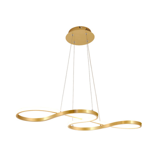Modernist Gold Kitchen Chandelier Ceiling Pendant Light With Silica Gel And Led Closed Curve Design