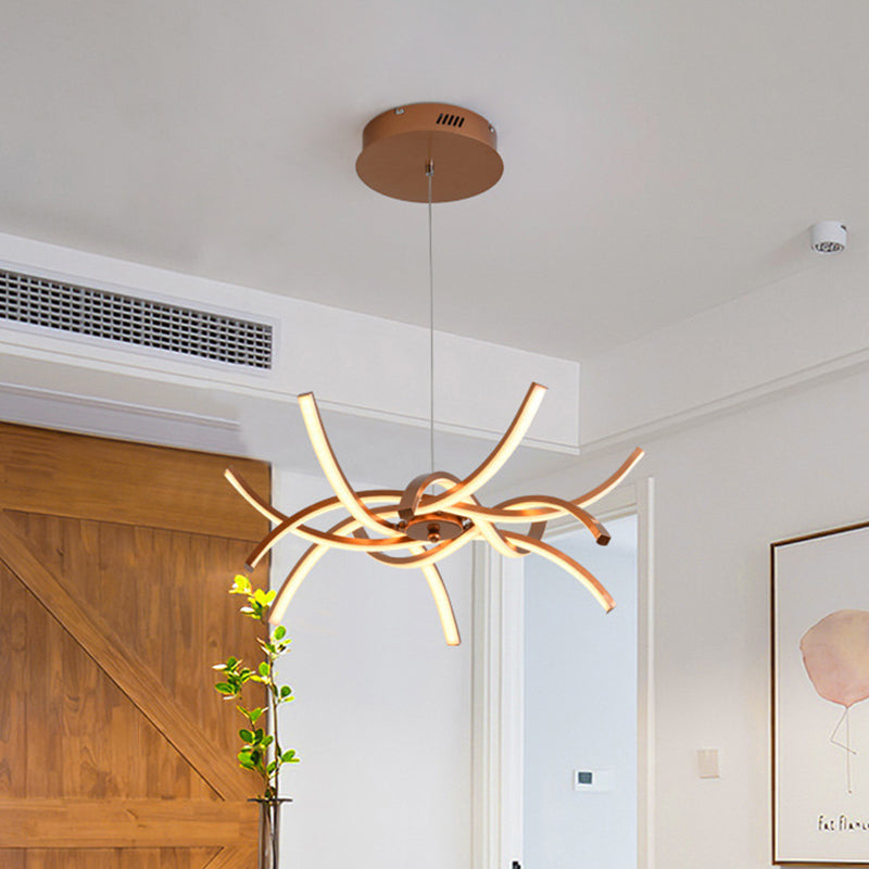 Modern Aluminum Gold Led Chandelier: Interwoven Design 23.5’/27.5’ Wide Warm/White Light