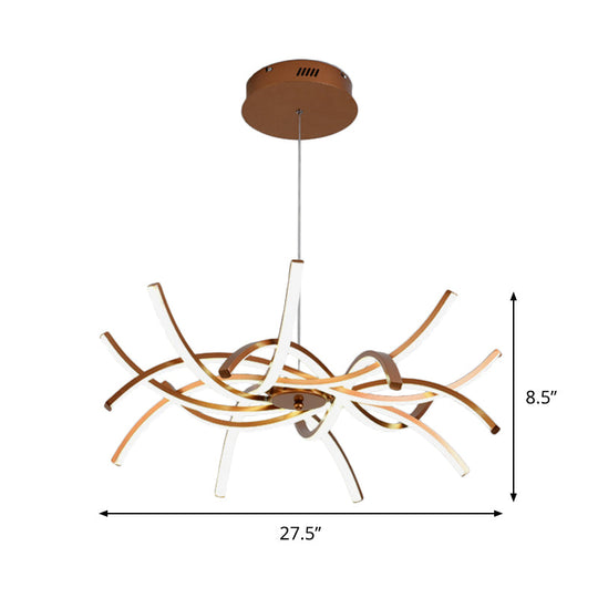 Modern Aluminum Gold Led Chandelier: Interwoven Design 23.5’/27.5’ Wide Warm/White Light