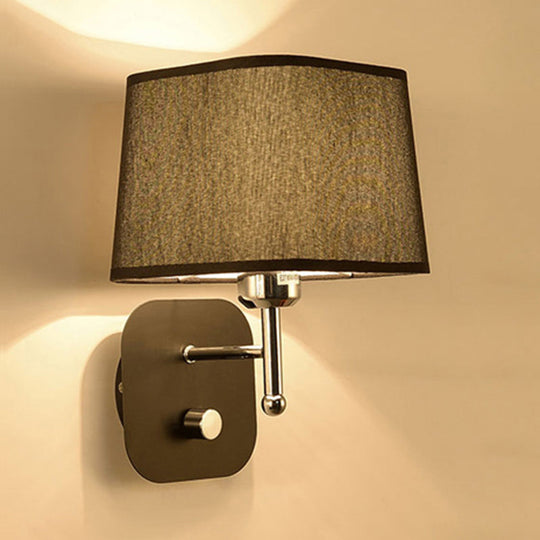 Modern Black And Beige Tapered Wall Sconce With 1 Light Backplate /