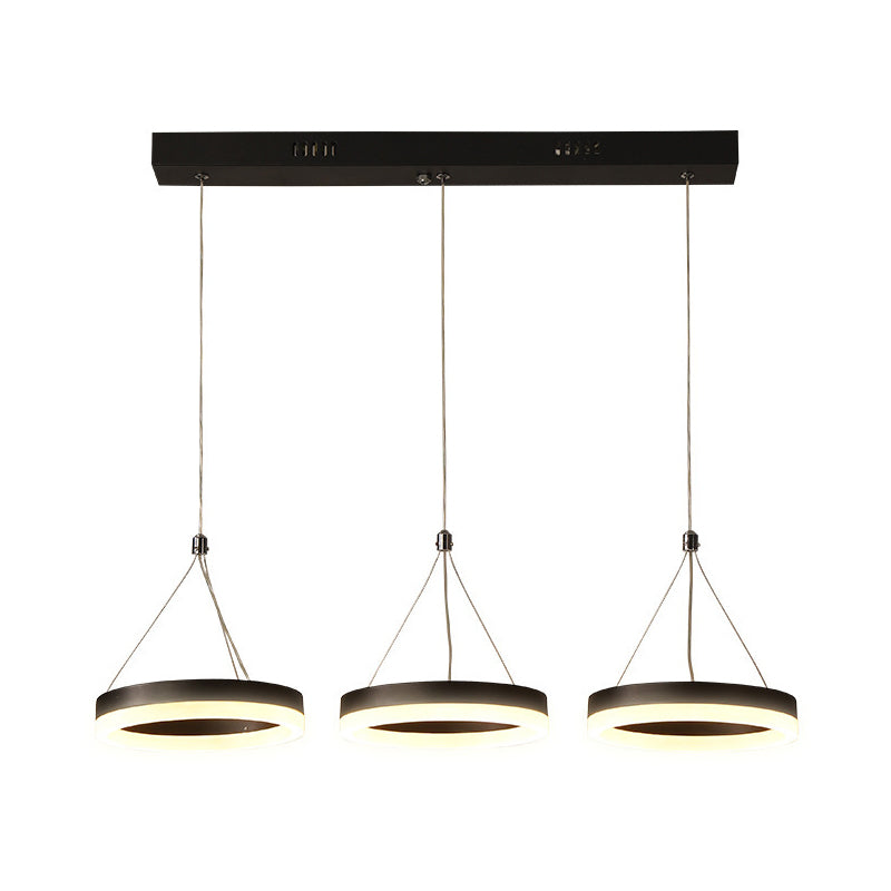 Modern Style Circular Acrylic Pendant With 3 Black Led Multi Lights - Ceiling Hanging Fixture