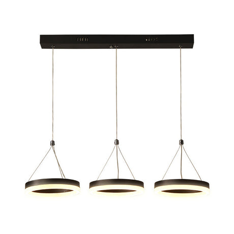 Modern Style Circular Acrylic Pendant With 3 Black Led Multi Lights - Ceiling Hanging Fixture