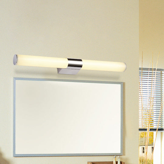 Modern Chrome Led Wall Vanity Light With Acrylic Tube And Warm/White 18/23.5/31.5 Length