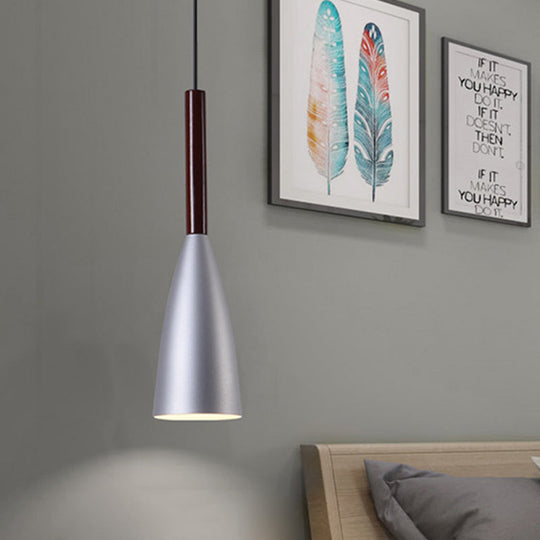 Gray Trumpet Pendulum Light - Stylish 1-Head Aluminum Ceiling Pendant For Bedside Nordic Design Grey