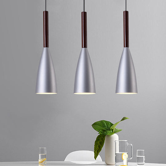 Gray Trumpet Pendulum Light - Stylish 1-Head Aluminum Ceiling Pendant For Bedside Nordic Design