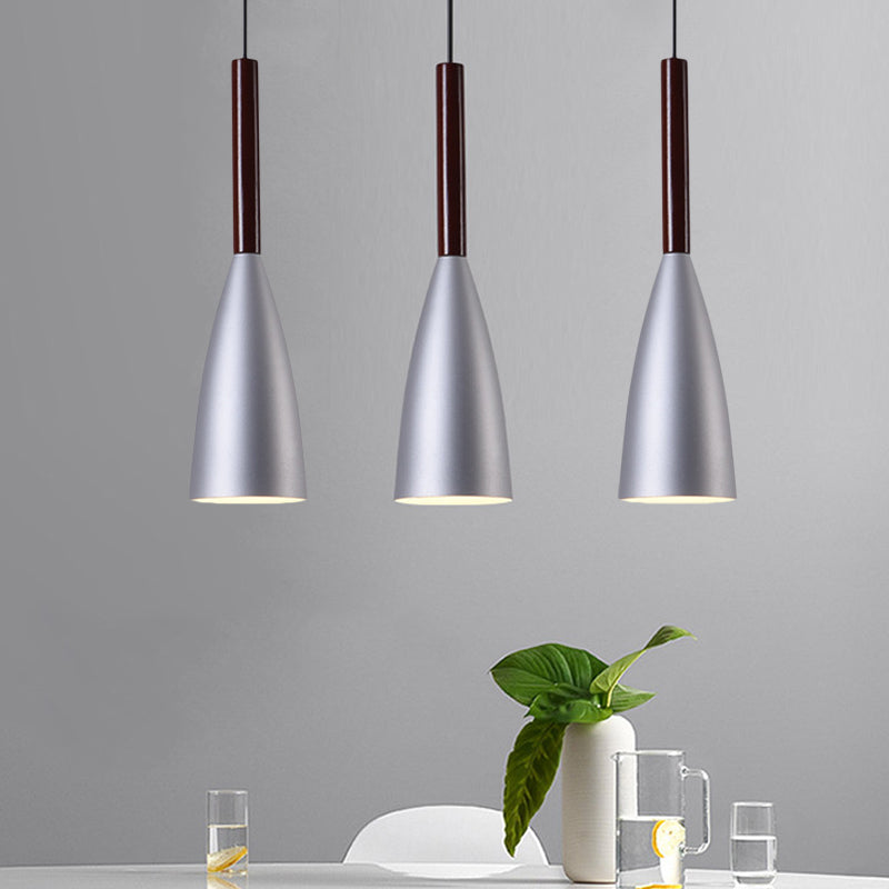 Modern Grey Trumpet Pendulum Light - Nordic Design 1 Head Aluminum Ceiling Pendant For Bedside