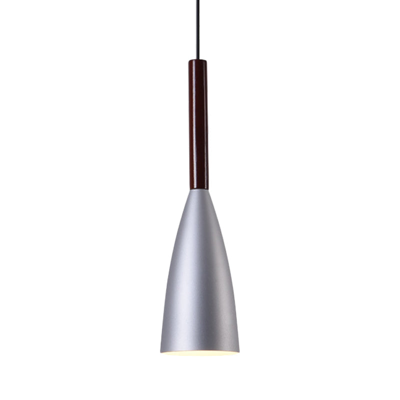 Modern Grey Trumpet Pendulum Light - Nordic Design 1 Head Aluminum Ceiling Pendant For Bedside