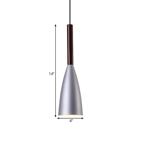 Modern Grey Trumpet Pendulum Light - Nordic Design 1 Head Aluminum Ceiling Pendant For Bedside