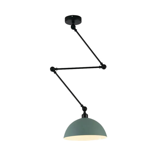 Macaron Iron Swing Arm Suspension Pendant Light With Green/Red Bowl Shade - Perfect For Dining