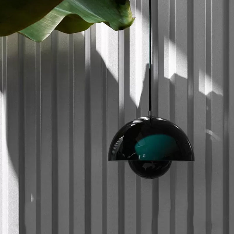 Iron Pendant Lamp With Colored Dome And Inner Diffuser For Dining Table - Pink/Green/Yellow