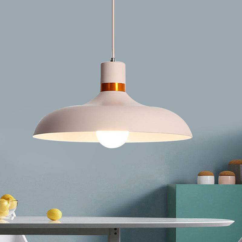 Minimalist 1-Light Pink Aluminum Pendant Barn Light Kit For Dining Table