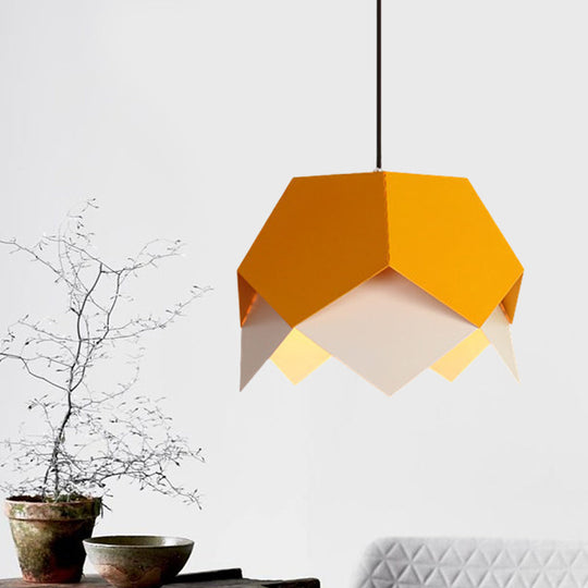 Scalloped Edge Macaron Hanging Light: Layered Iron Blue/Yellow Pendant Ceiling Light With 1 Bulb