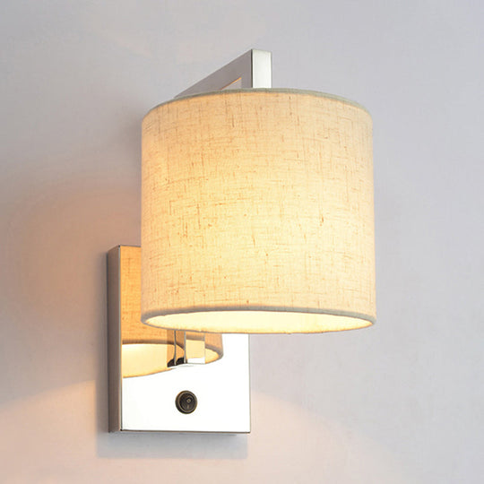 Modern Fabric Led Wall Sconce Light In Chrome For Living Room / A