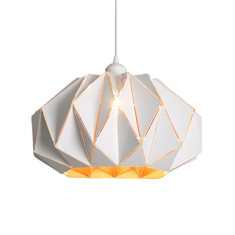 Nordic White/Black Pendant Lamp With Laser-Cut Iron Shade For Living Room