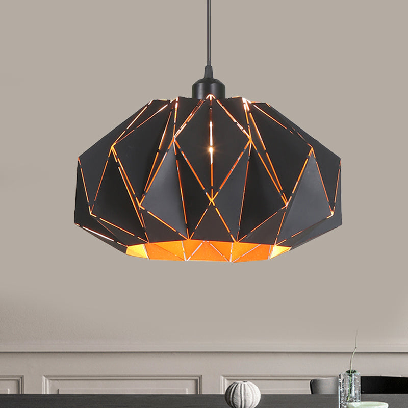 Nordic White/Black Living Room Pendant Lamp With Laser-Cut Iron Shade Black