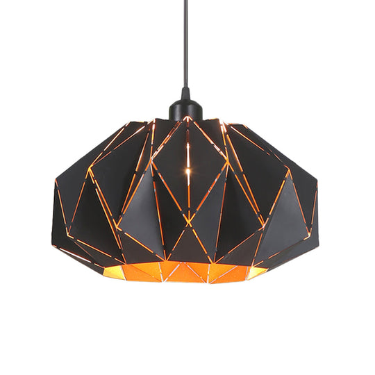 Nordic White/Black Pendant Lamp With Laser-Cut Iron Shade For Living Room
