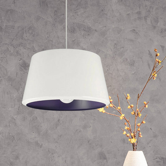 Minimalist Aluminum Pendant Light With White And Purple Inner Cone - 12/16 Wide / 12