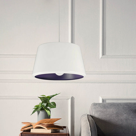 Truncated Cone Pendant Light - Aluminum Simplicity Single 12/16 Inches Wide White/Purple Inner