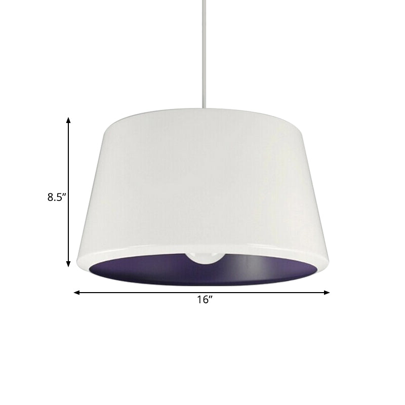 Minimalist Aluminum Pendant Light With White And Purple Inner Cone - 12/16 Wide