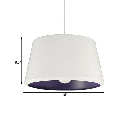 Truncated Cone Pendant Light - Aluminum Simplicity Single 12/16 Inches Wide White/Purple Inner