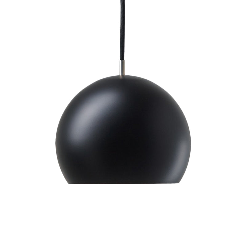 Hemispherical Small Pendant Light: Stylish Metal Single Bulb Hanging Lamp For Bedroom (Black)
