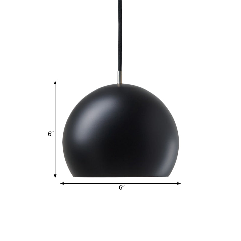 Hemispherical Small Pendant Light With Single Bulb - Metal Hanging Lamp For Bedrooms In Black