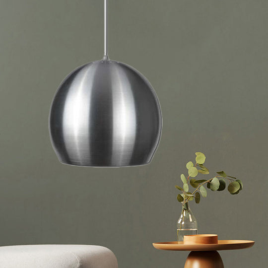 Satin Nickel Dome Pendant Light With Minimalist Design And Pierced Venting