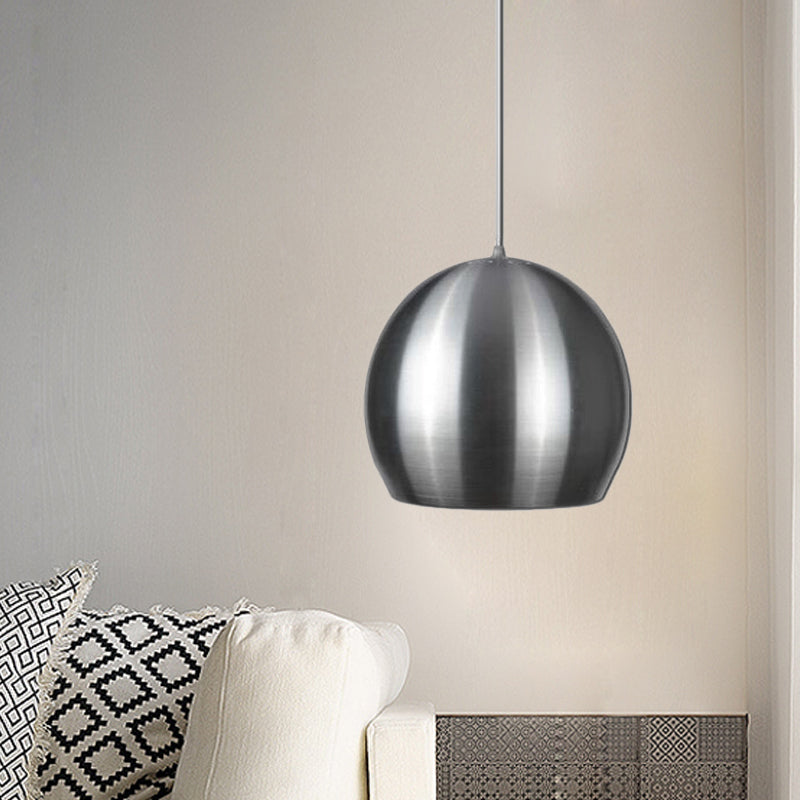 Satin Nickel Dome Pendant Light With Minimalist Design And Pierced Venting