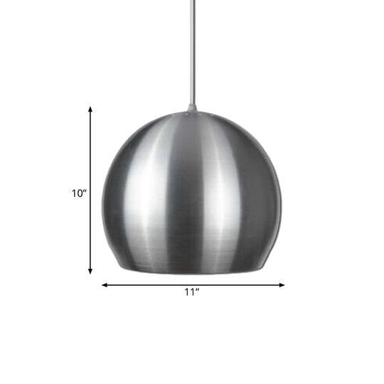 Satin Nickel Dome Pendant Light With Minimalist Design And Pierced Venting