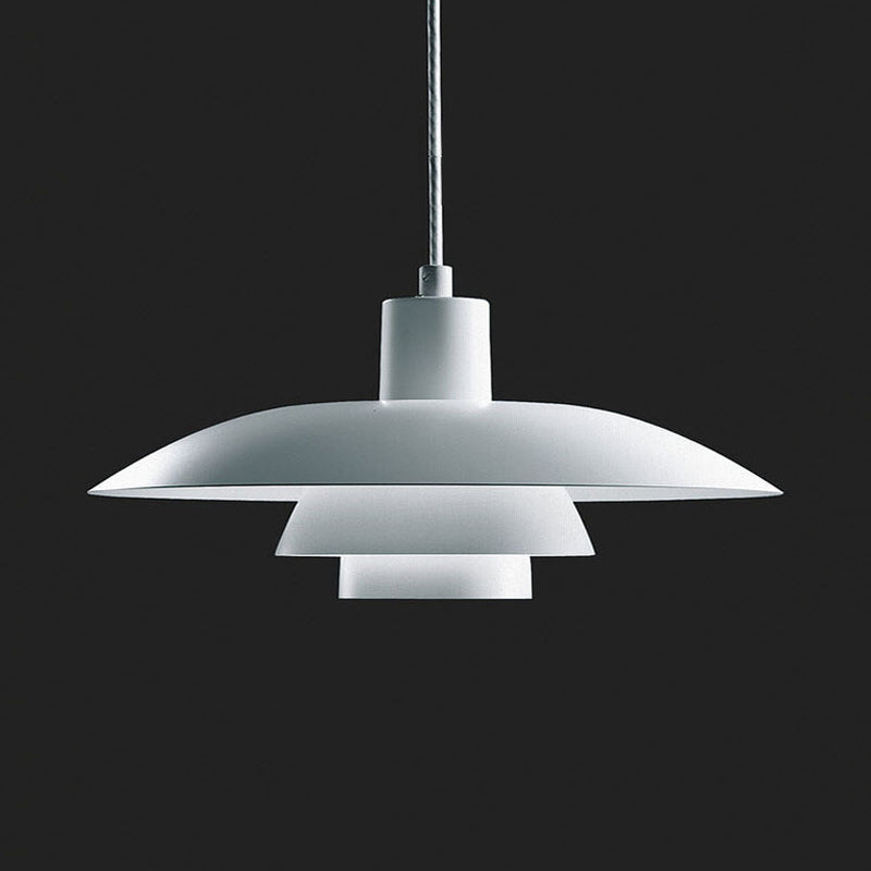 Nordic Aluminum 3-Layer Shade Pendant Lamp | Single White Ceiling Light For Sitting Room