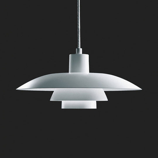 Nordic Aluminum 3-Layer Shade Pendant Lamp | Single White Ceiling Light For Sitting Room