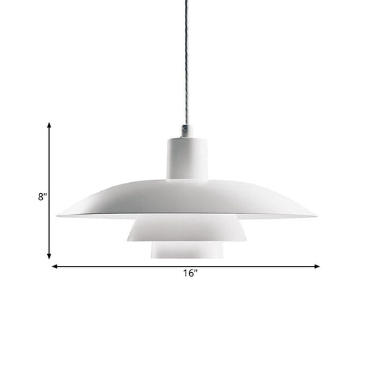 Nordic Aluminum 3-Layer Shade Pendant Lamp | Single White Ceiling Light For Sitting Room