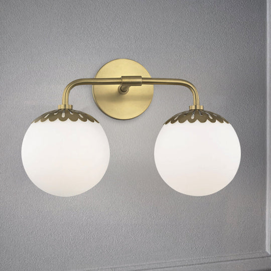 Ivory Glass Gold Vanity Sconce - Elegant Wall Mounted Light Fixture For Bedroom